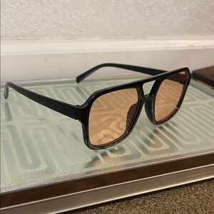 Peach Lenses Black Aviator Sunglasses
